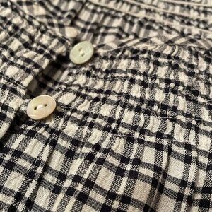 J. Jill Black and White Smocked Bib Collar Blouse, NWOT